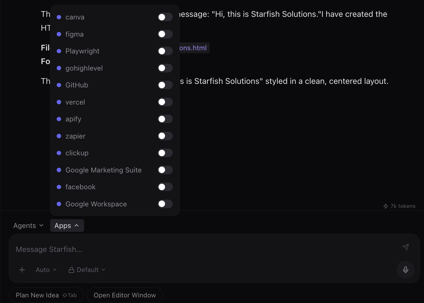 Chat interface layout