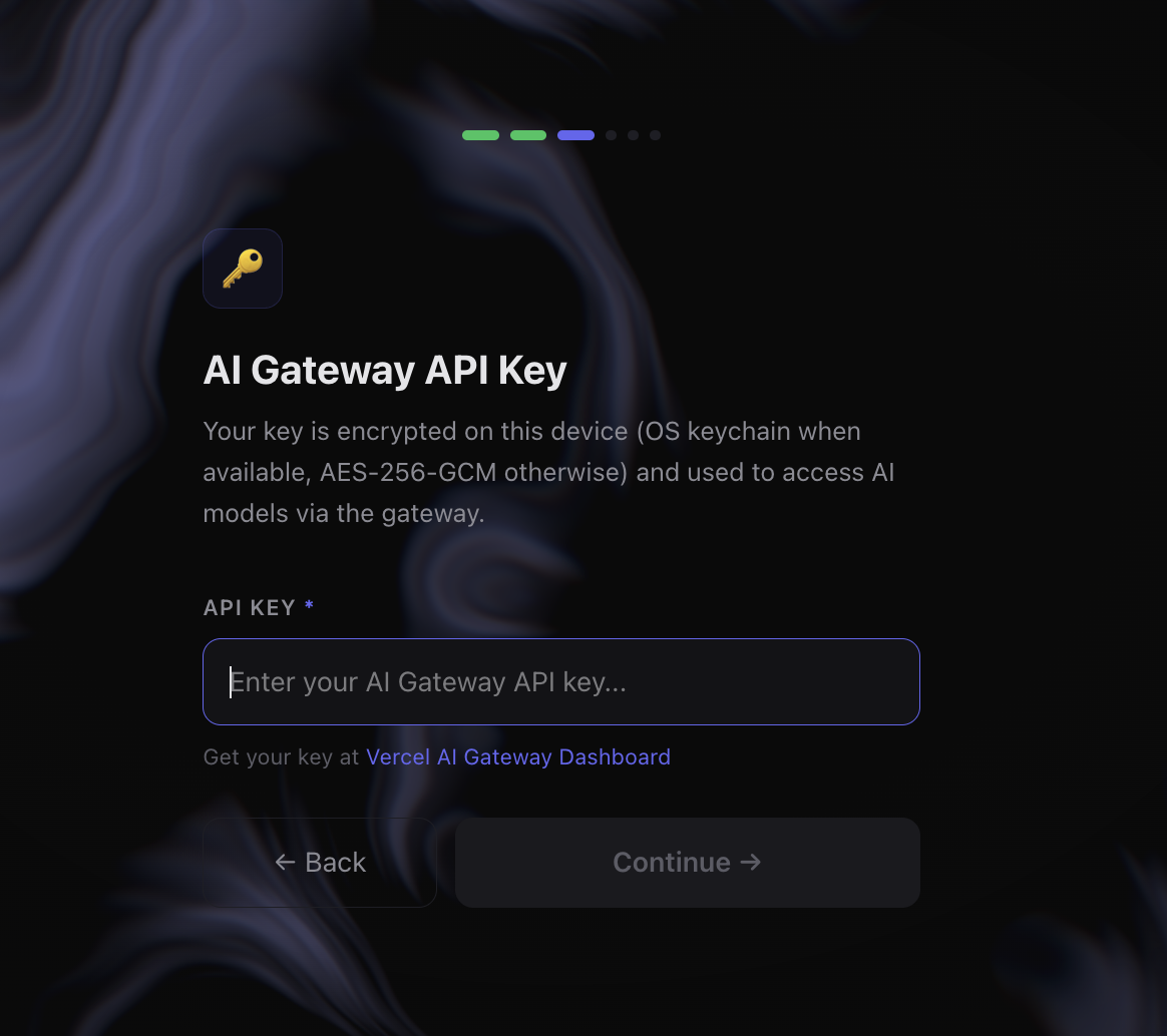 Setup wizard API key step