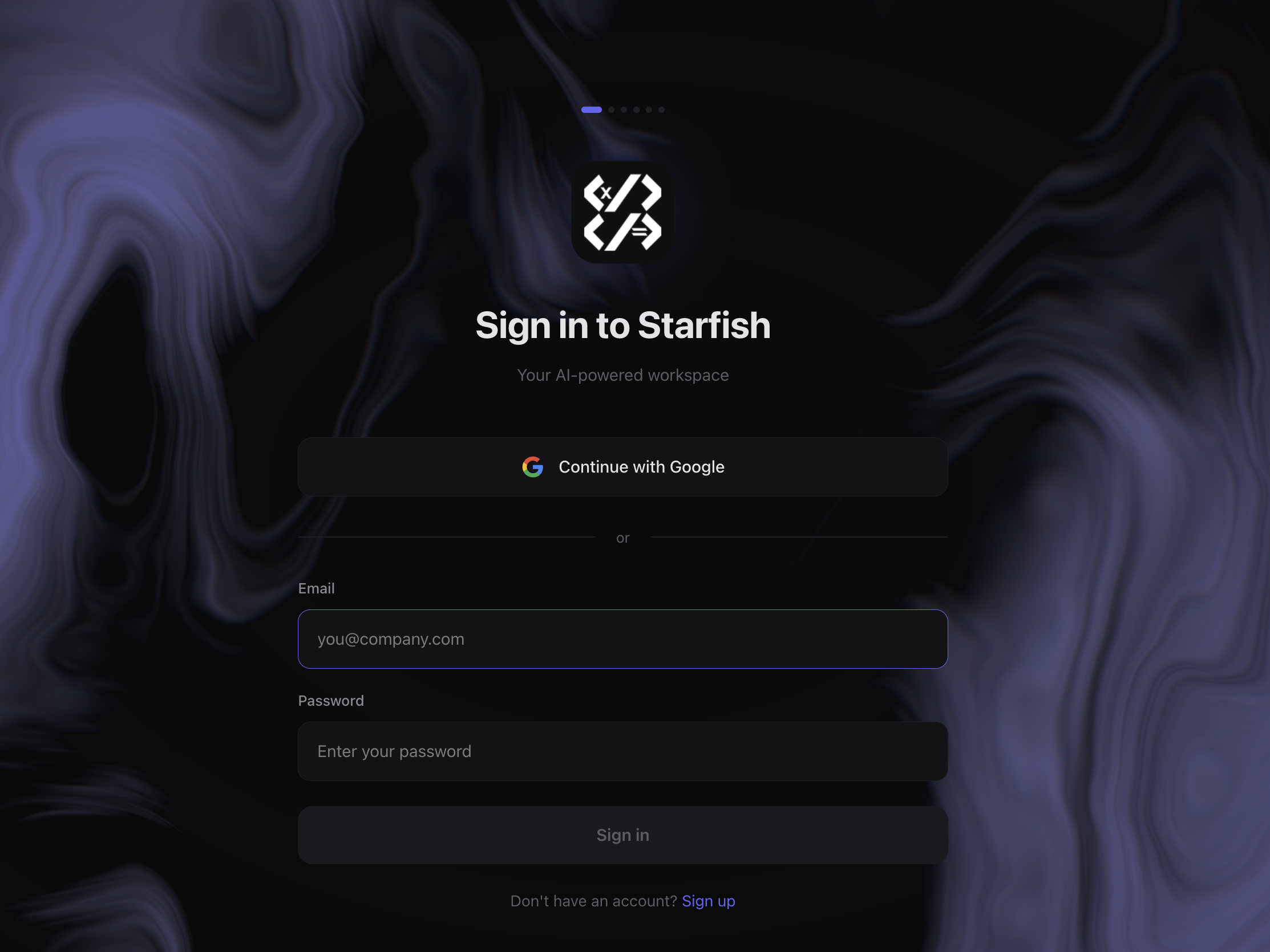 Setup wizard account step